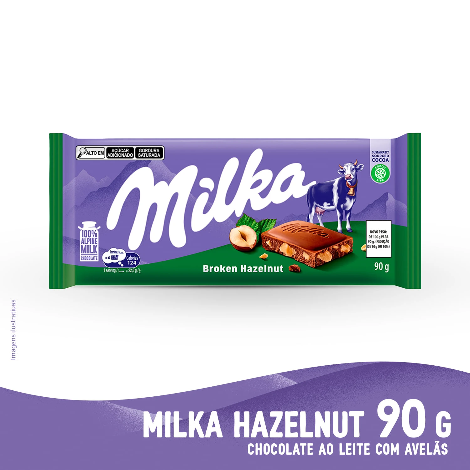CHOC MILKA BROKEN HAZELNUT 90G