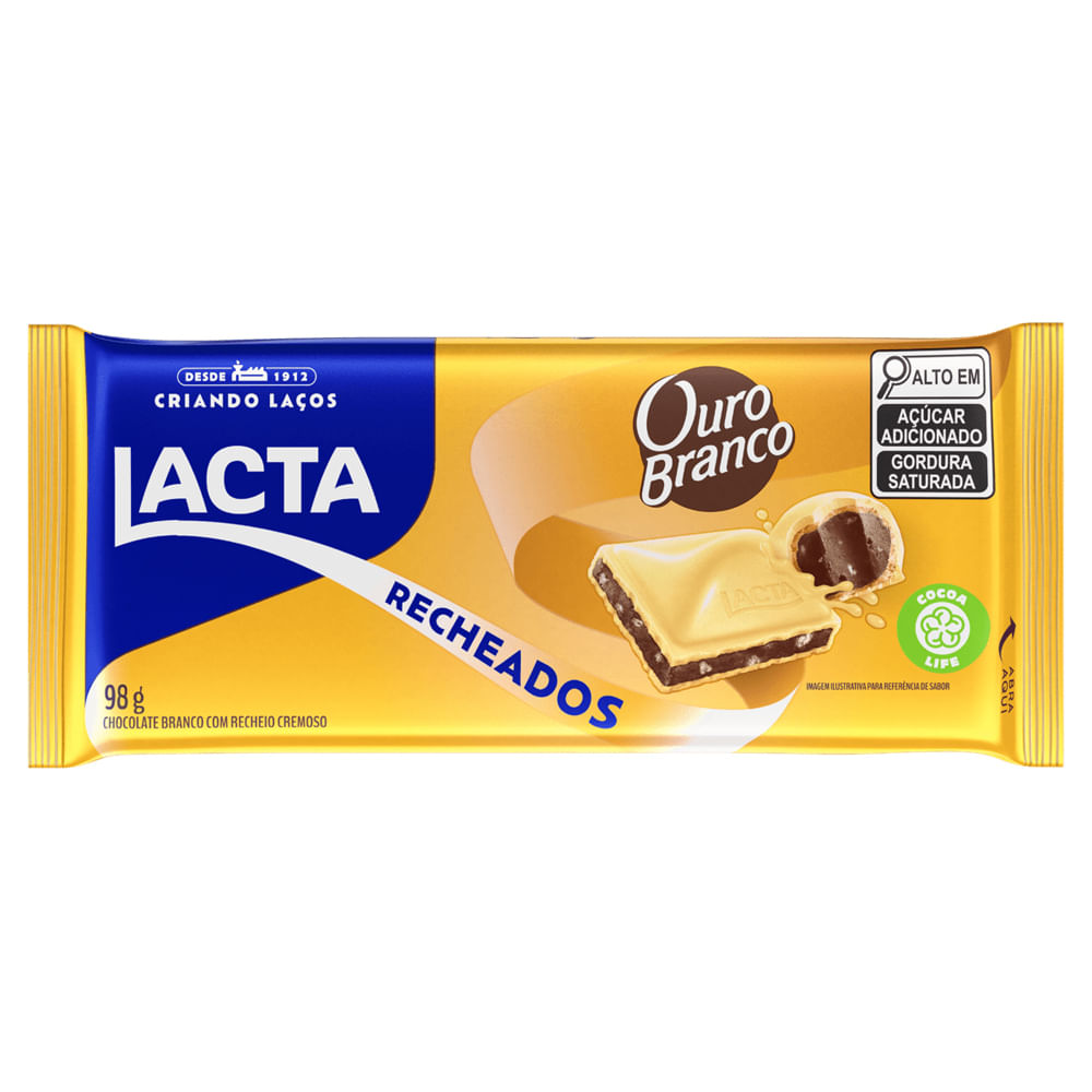 CHOC LACTA RECHEADO OURO BRANCO 98G