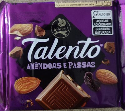 CHOCOLATE TALENTO AMENDOA COM PASSAS GAROTO 90G