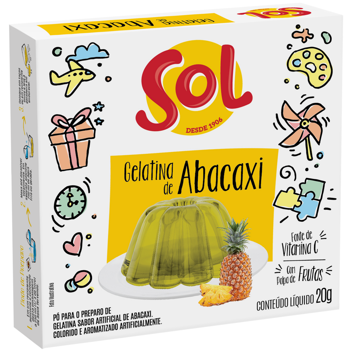 GELATINA SOL ABACAXI CAIXA 20G