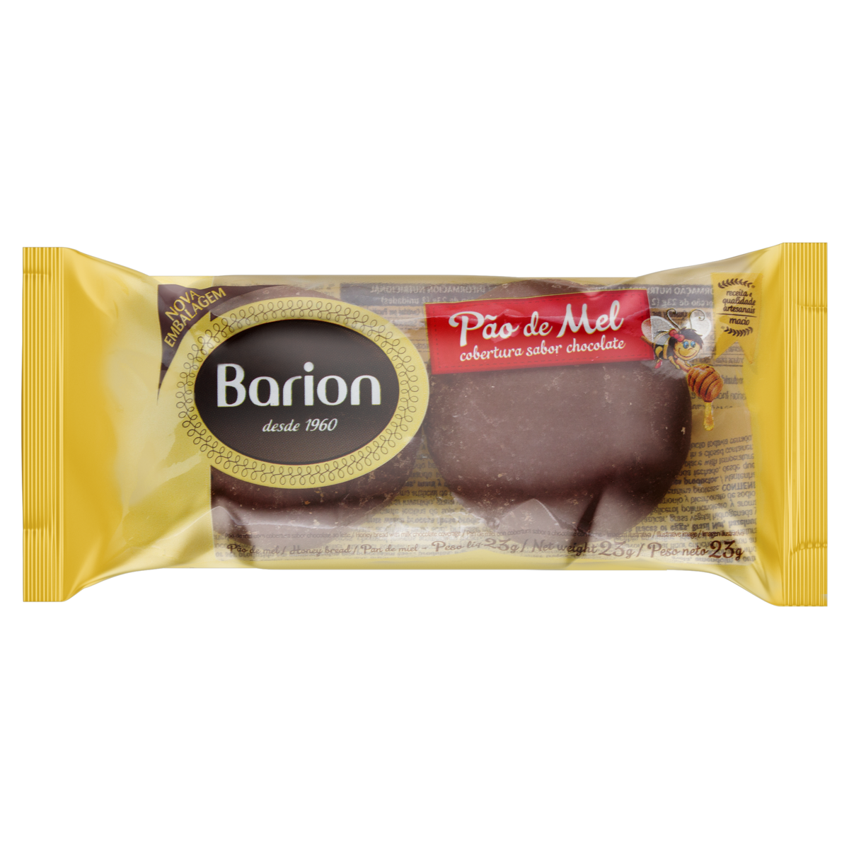 PAO DE MEL CHOC BARION 23G