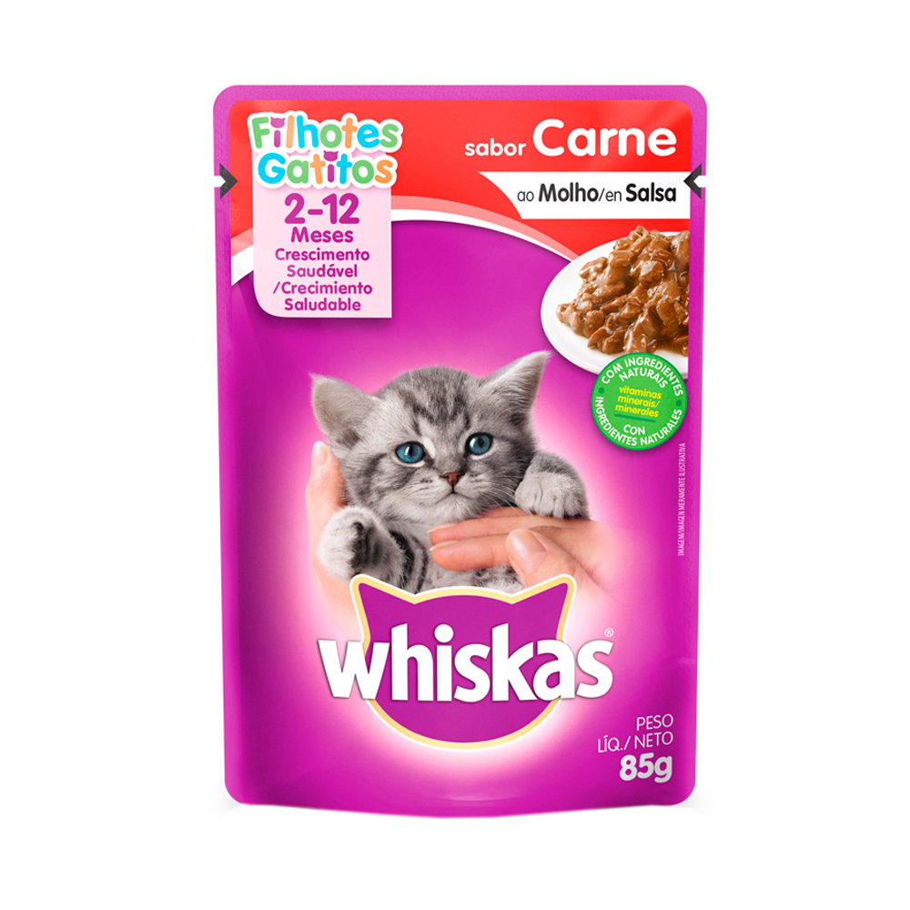 WHISKAS SACHE FILHOTE CARNE MOLHO 85G