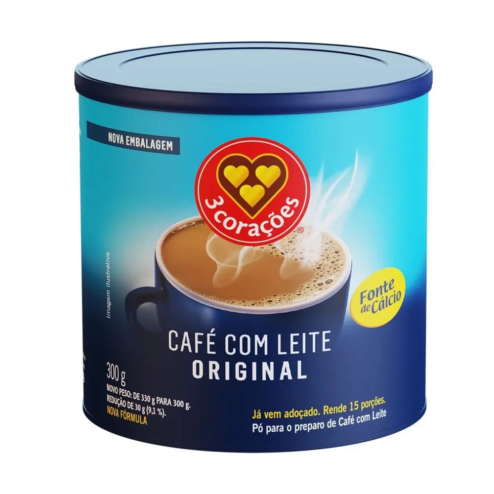 CAFE C/LEIT 3 CORACOES LT 300G.