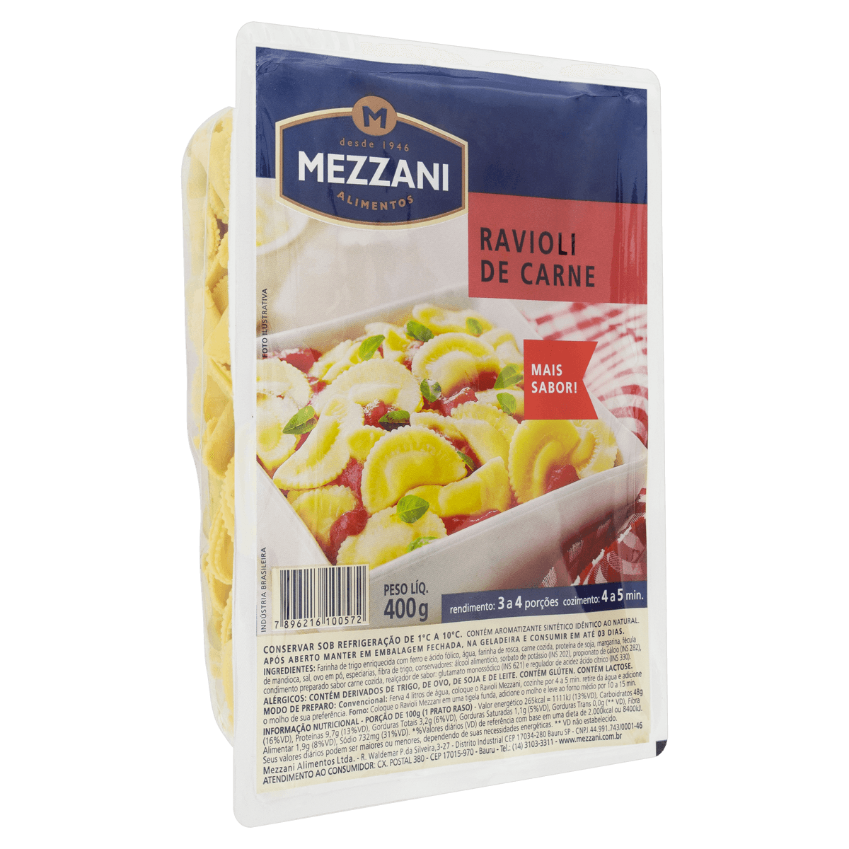 RAVIOLI DE CARNE 400G MEZZANI