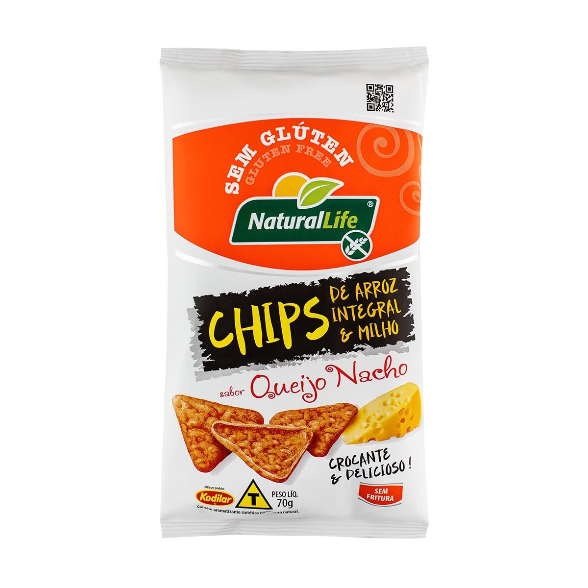 CHIPS ARROZ INT. MILHO QUEIJO NACHO S/ GLUTEN KODILAR 70G
